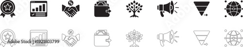 Affiliate networks. Vector set of corporate branding system icons.
