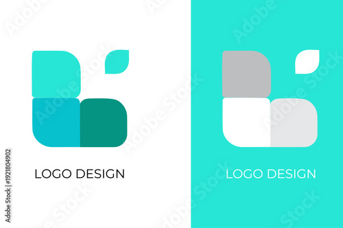 file16Elegant logo design featuring modern leaf elements in soothing teal and gray hues, perfect for businesses seeking a professional brand identity