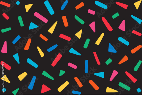 Colorful Confetti Sprinkles Seamless Pattern on Dark Background Vector