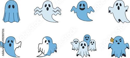 Cartoon ghosts illustration elements for halloween design