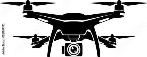 Flat vector of a drone with a high-definition camera, aerial surveillance.