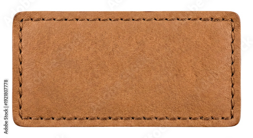 Blank Brown Leather Jeans Label Patch Top View Isolated