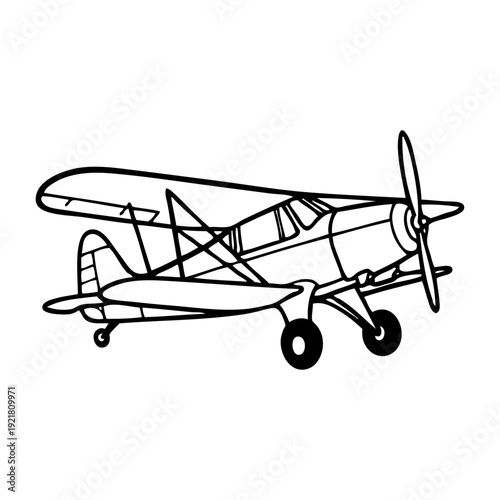 Logo agencia de viajes. Dibujo sencillo con líneas de un avión antiguo 