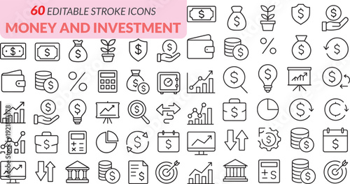 Money and investment icons