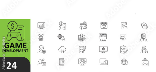 Game development icons and graphics set