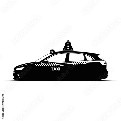 Autonomous Taxi Driverless Car Silhouette for Smart Urban Transportation