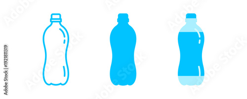 bottle, plastic water bottle icon set, plastic bottle waste, garbage bottle icon