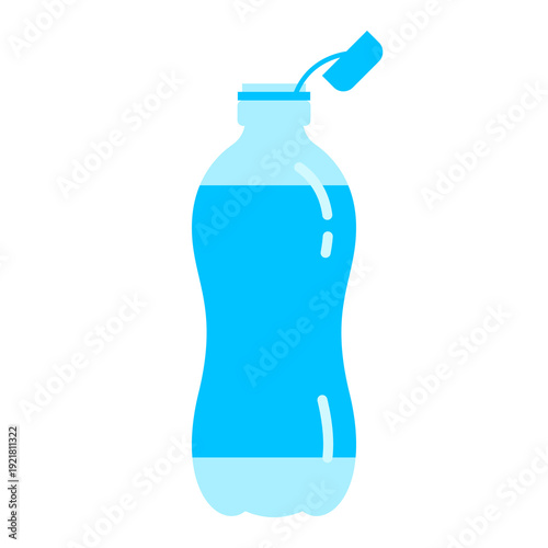 plastic bottle with tethered cap to prevent ocean litter. ideal for themes on plastic waste, marine protection, and sustainable packaging design