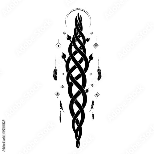 Ayahuasca Vine Medicinal Plant Silhouette for Shamanic Healing Concepts