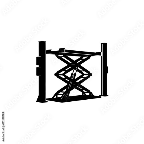 Car Scissor Lift Hoist Silhouette for Auto Mechanic Garage Concepts