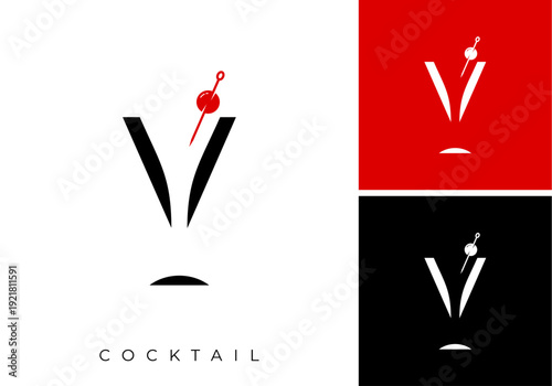 simple design vector cocktail icon logo.