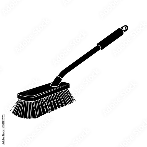 Long Handle Car Wash Brush Silhouette for Truck Cleaning Concepts
