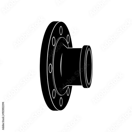 Industrial Pipe Flange Connection Silhouette for Engineering Concepts