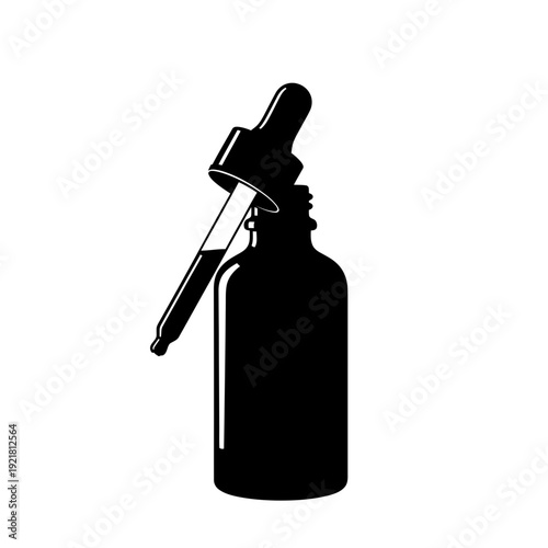 Herbal Tincture Glass Dropper Silhouette for Plant Medicine Concepts