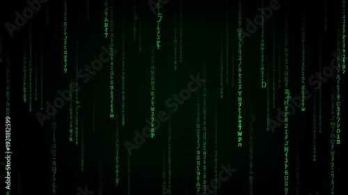 Binary Matrix Raining Code with Digital Glitch Effect on Dark Background | Cyber Security Animation