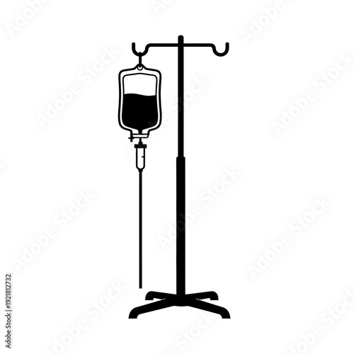 Intravenous IV Drip Bag Stand Silhouette for Clinical Fluid Therapy