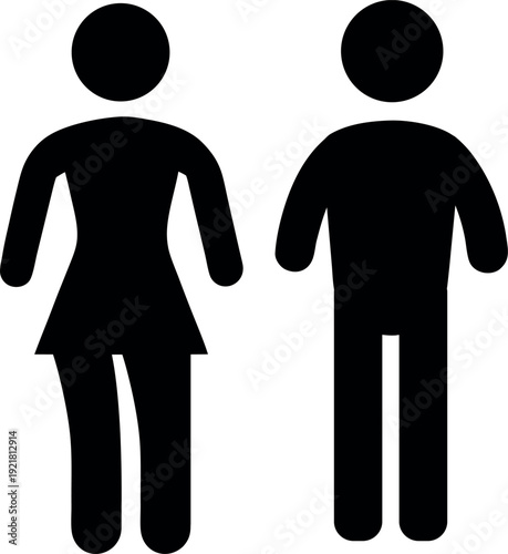 Universal restroom sign with male and female silhouettes