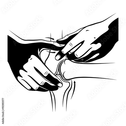 Osteopathy Hands Joint Adjustment Silhouette for Manual Therapy and Chiropractic Care