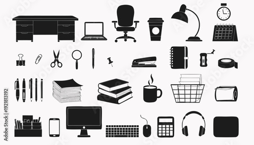 Modern office supplies and equipment for productive workspace