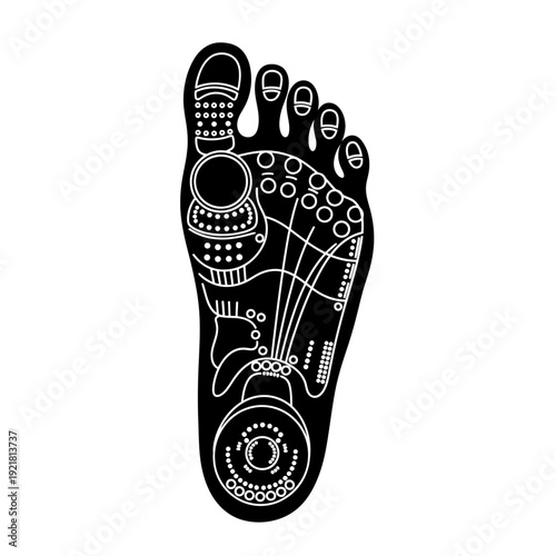 Reflexology Foot Chart Pressure Points Silhouette for Holistic Massage and Therapy