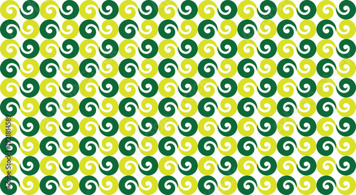 Seamless swirl pattern with green and yellow curls, abstract background texture