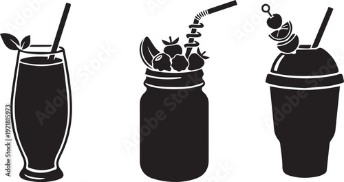 Refreshing Drinks and Smoothies Silhouettes