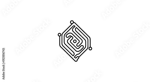 Minimalist geometric logo design element with maze pattern.