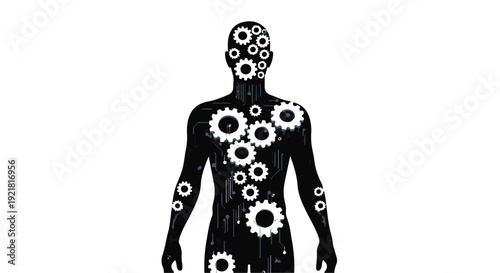 man with gears inside body technology concept
