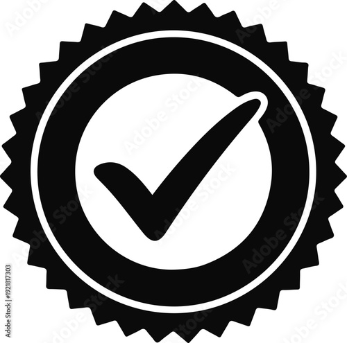 Checkmark icon in a gear or seal