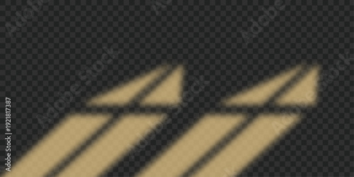 Golden Window Frame Shadow Overlay on Transparent Background