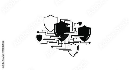 cybersecurity shield icons for data protection