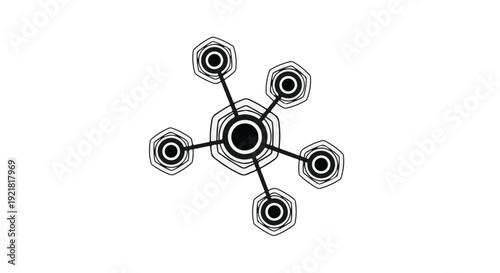 black and white illustration of a molecular structure