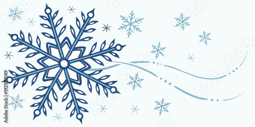 A beautiful and intricate snowflake design with delicate ice crystals and swirling patterns