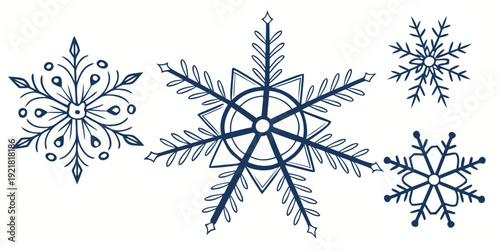A collection of intricately designed snowflakes showcasing unique patterns and structures.