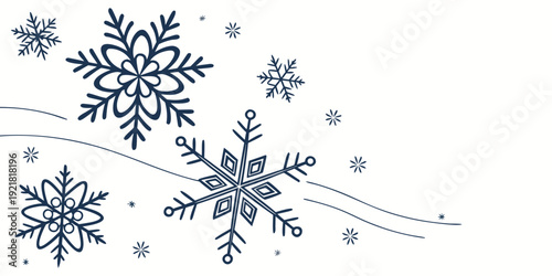 A whimsical winter scene with intricate snowflakes and a winding path