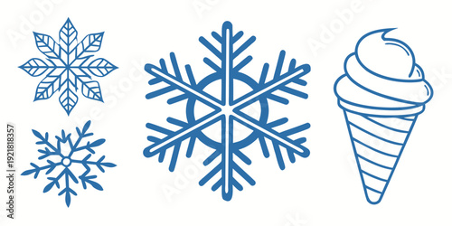 A delightful illustration of snowflakes and an ice cream cone