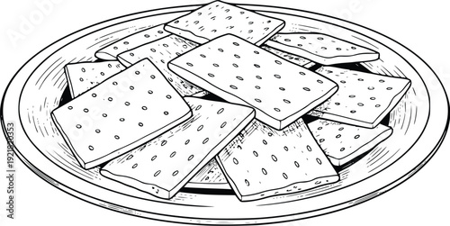 Saltine Crackers on Plate Vector Illustration