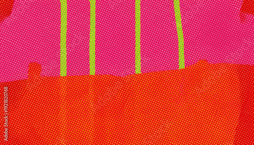 Vibrant abstract background with pink and orange hues and green stripes