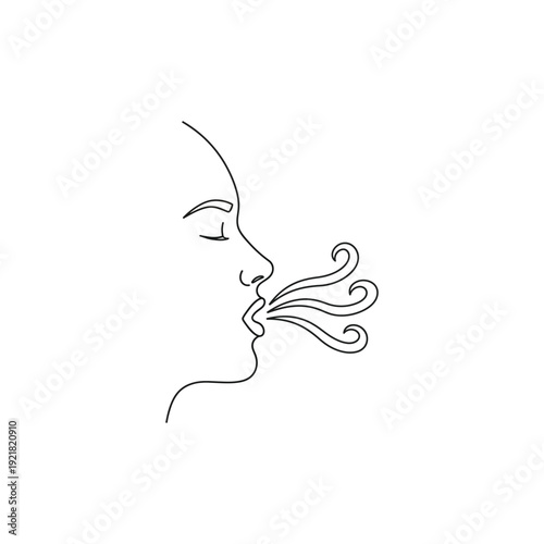 Woman Blowing Breath Abstract Silhouette Minimalist Graphic