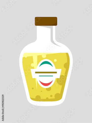 Bottle of tequila Mexican alcoholic drink. Vector illustration