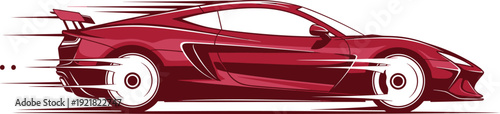 Red sports car speeding with motion lines speeding car automotive vehicle transportation