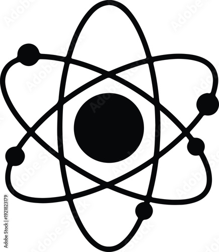 silhouette atom symbol representing science and atomic energy vector design