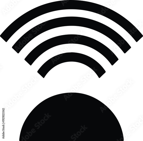 silhouette broadcasting signal waves from hemisphere abstract modern concept vector design