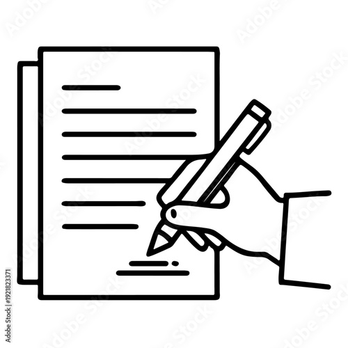 Pen Signing a Contract Icon vector, Black silhouette icon vector
