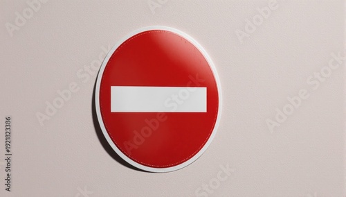 Red and white circular road sign, centered, on a light pink surface Free Download Red and white circular road sign, centered, on a light pink surface - GFXLoad