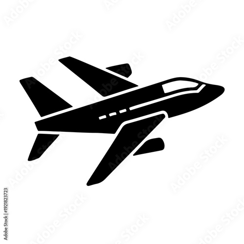 Private jet icon vector, Black silhouette icon vector
