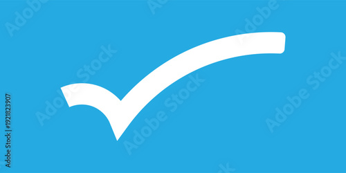 A white checkmark on a blue background symbolizing confirmation or approval