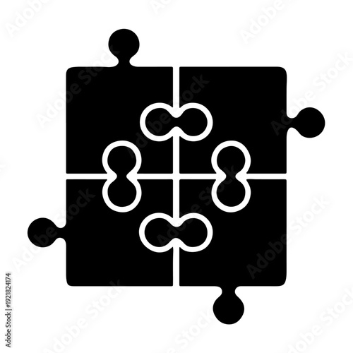 Puzzle Icon vector, Black silhouette icon vector
