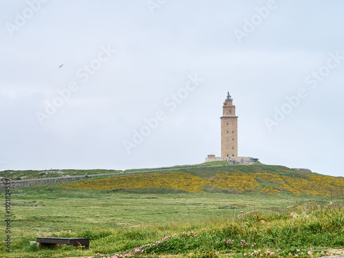 Tower of Hercules, oldest lighthouse, A Coruña on a cloudy day