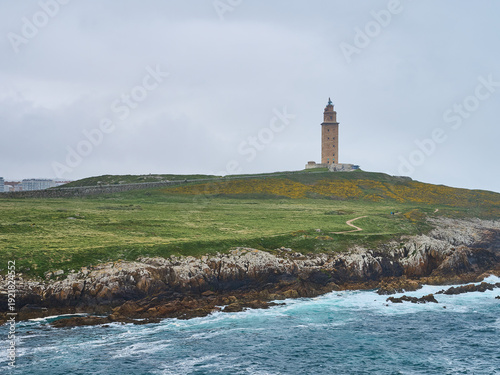 Tower of Hercules, oldest lighthouse, A Coruña on a cloudy day